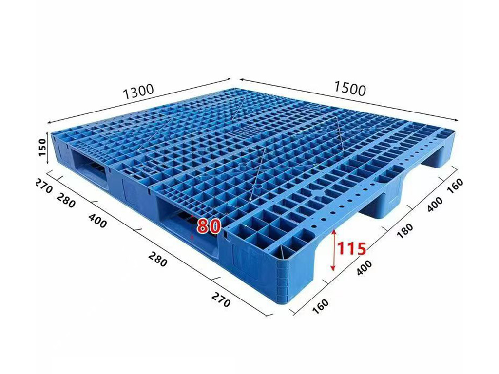 BH1513 1500 by 1300 mm grid deck plastic pallet full dimensional view