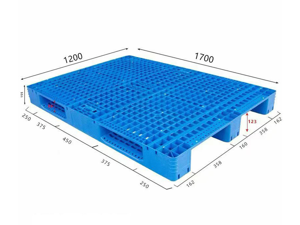 BH1712 1700 by 1200 mm grid deck plastic pallet full dimensional view