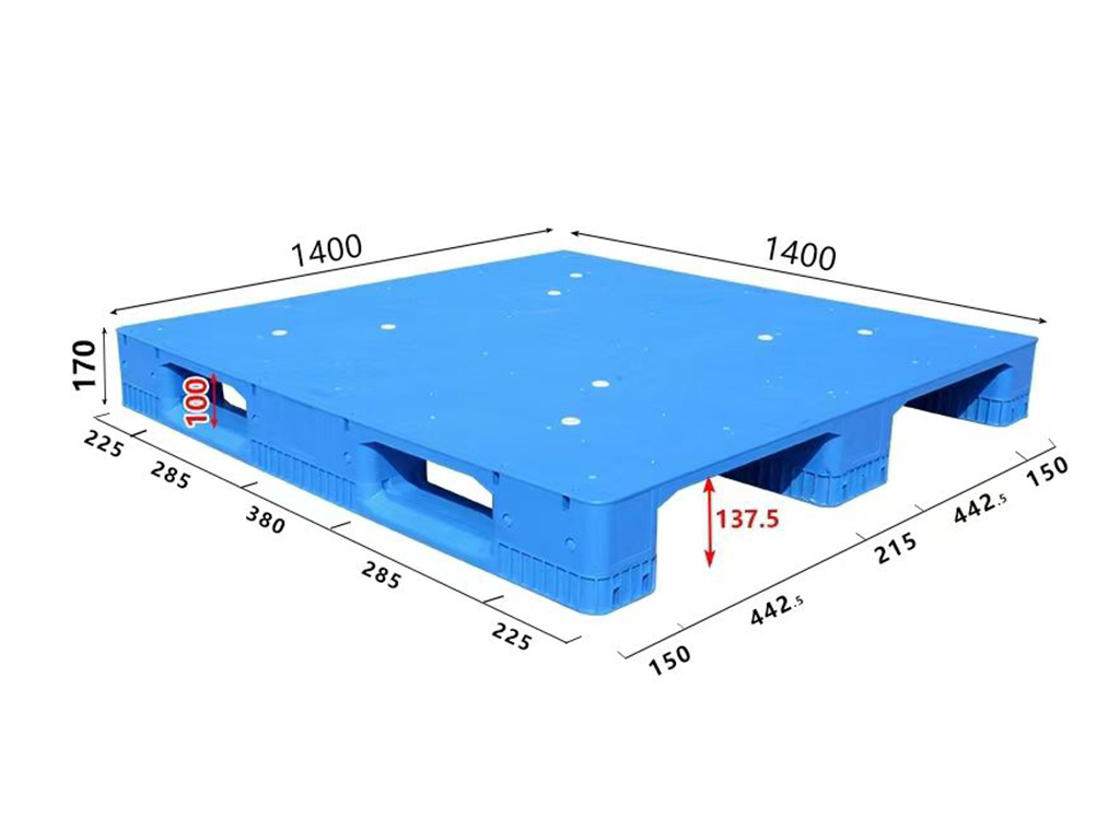 BH1414B 1400 × 1400 mm Reinforced Solid 3-Runner full dimensional view